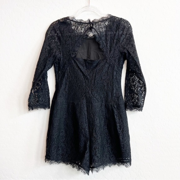 Joie Women's Nali Lace Romper Jumpsuit Cutout Back 3/4 Sleeve Black 4 - Picture 6 of 8